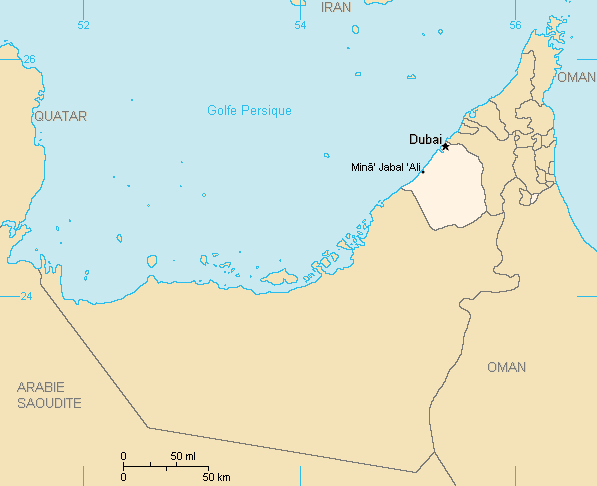 Dubai auf der Landkarte