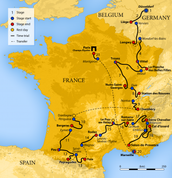 Die Strecke der Tour de France 2017