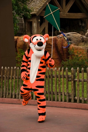 Ein Mensch in einem Tiger-Kostüm