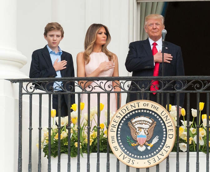 Donald Trump mit seiner Frau Melania Trump und seinem Sohn Barron Trump