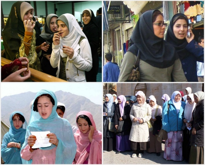 Verschiedene Frauen tragen einen Hijab