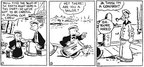 3 Streifen eines Popeye-Comics