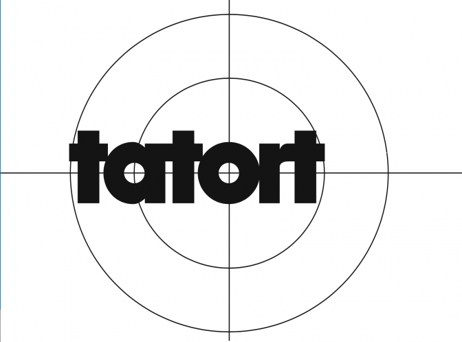 Das Logo der Fernsehserie Tatort: Ein Fahrtenkreut, in dessen Mitte der Reihentitel Tatort steht.