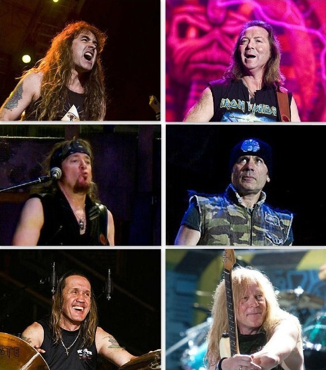 Eine Fotocollage aus Portriatfotos der Band Iron Maiden