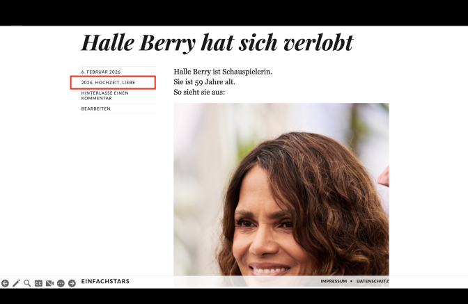 Ein Screenshot der Website Einfachstars. Die Stichwörter sind mit einer roten Box hervorgehoben.